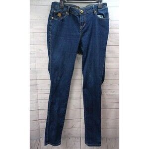 DEREON Jeans Stretch Denim Blue Beaded Sz 11/12 Waist 34"